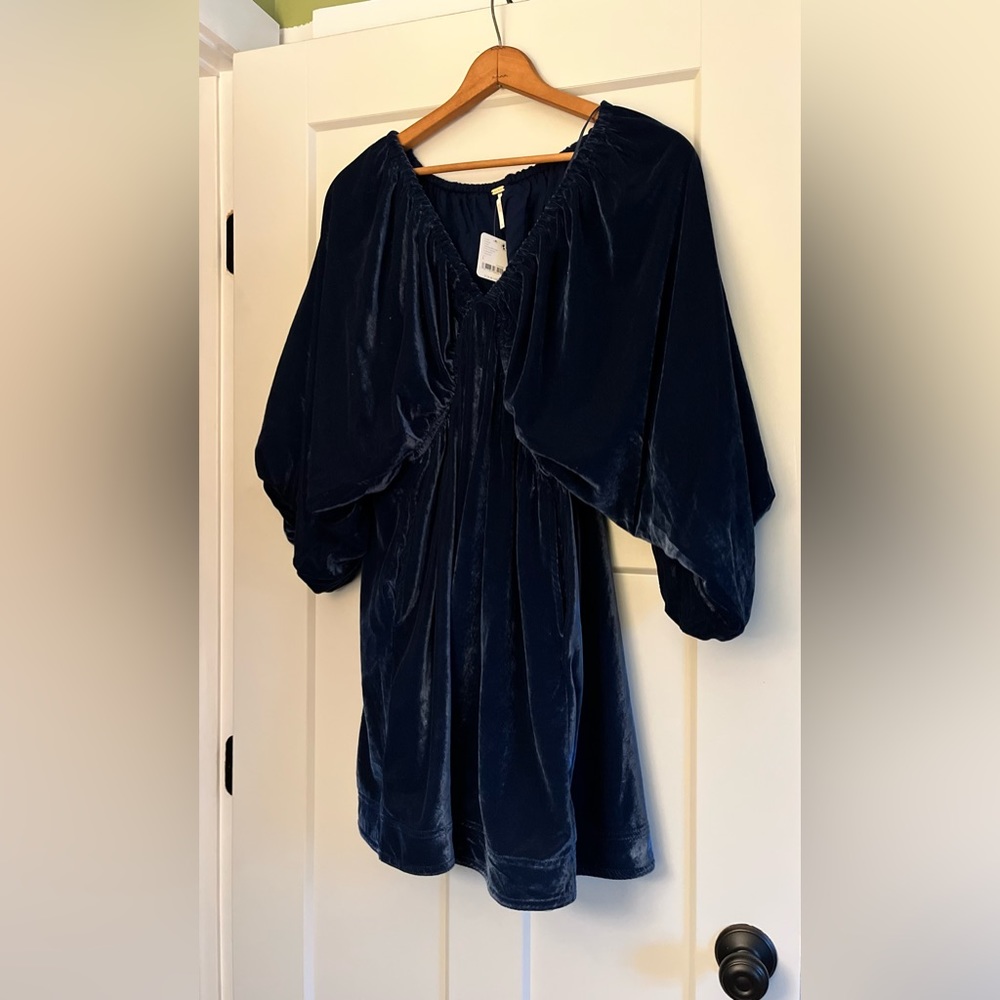 Portia Velvet Mini Free People Midnight Rain size L NWT velvet dress